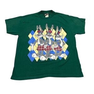 Vintage 90s Men’s Medium Looney Tunes Scottish Kilt Bugs Bunny T-Shirt